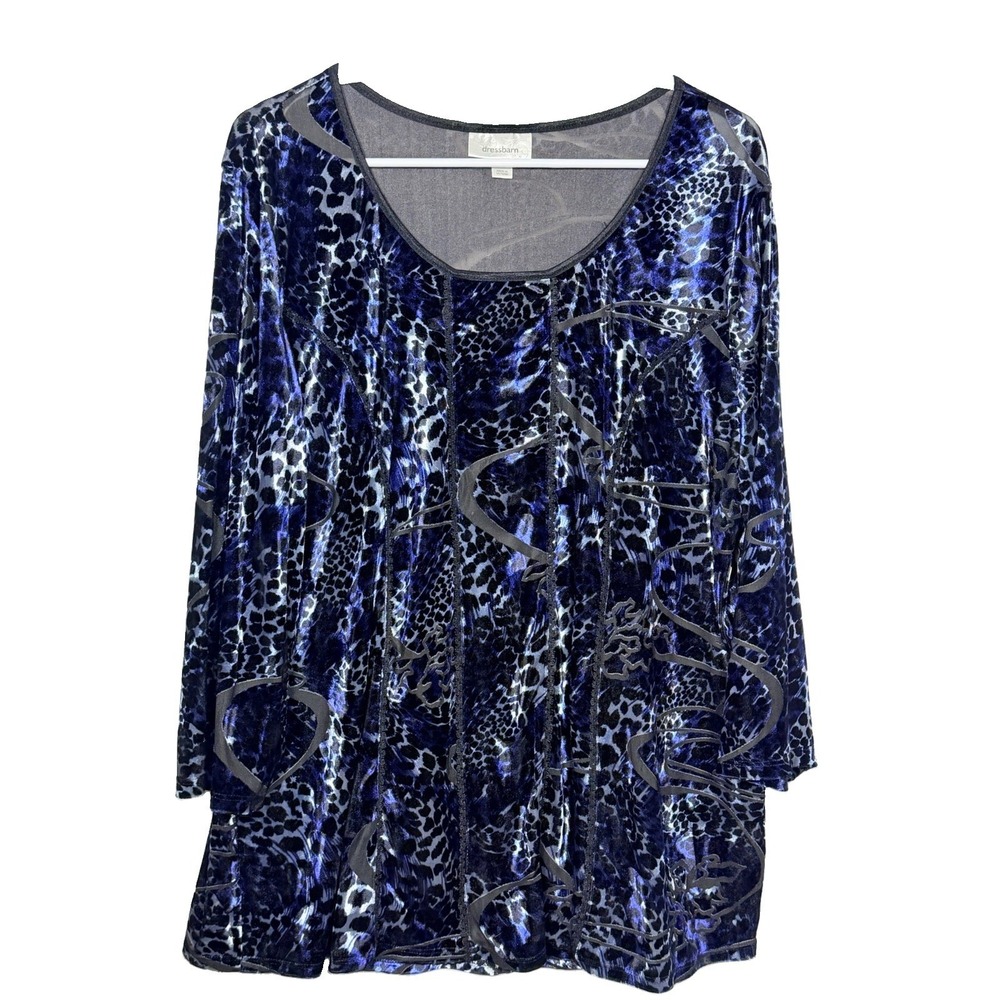 Dressbarn Y2K Velvet Burnout Babydoll Top 2X Fairy Grunge Leopard Whimsigoth